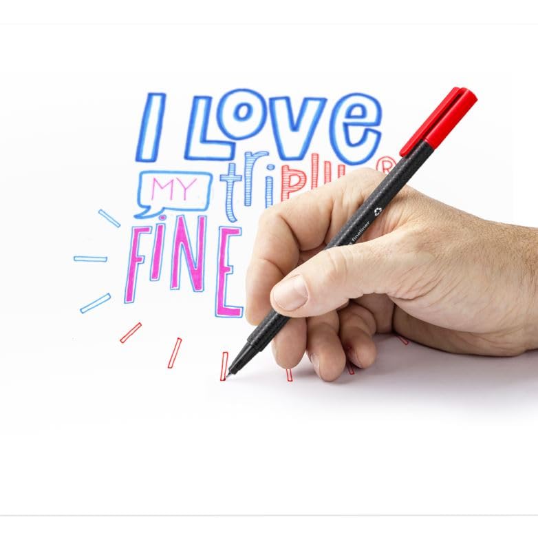 STAEDTLER triplus Fineliner Pens - Black Ink, 0.3mm Fine Tip | Pack of 4 | Recycled Plastic Housing 4