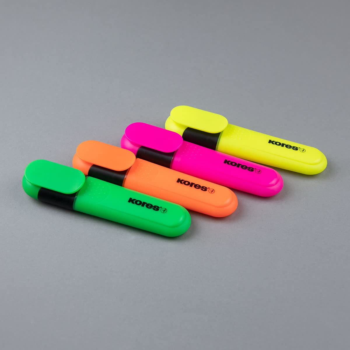 Kores Bright Liner Chisel Tip Highlighter Pens - Water-Based Ink, Quick-Dry, Pack of 4 6