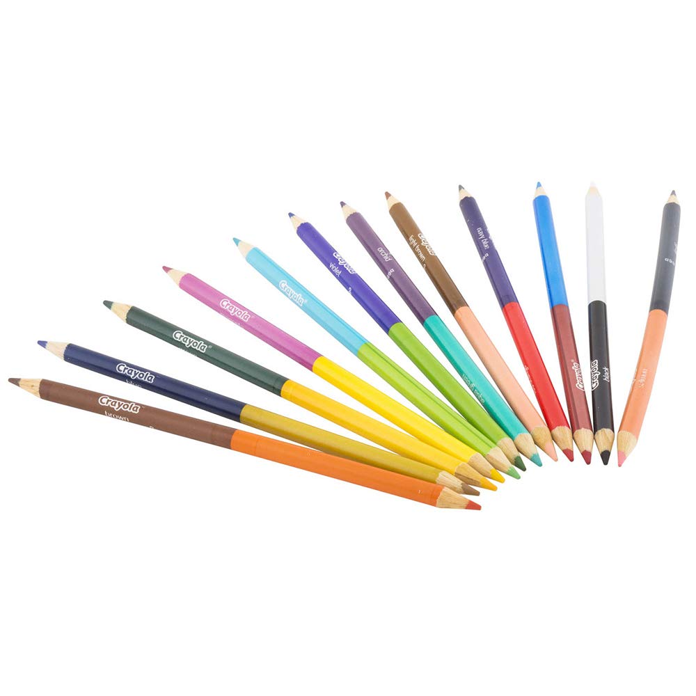 CRAYOLA Dual-Sided Colouring Pencils - 12 Pencils (24 Colours) | Thick Soft Lead | Ages 3+ 5