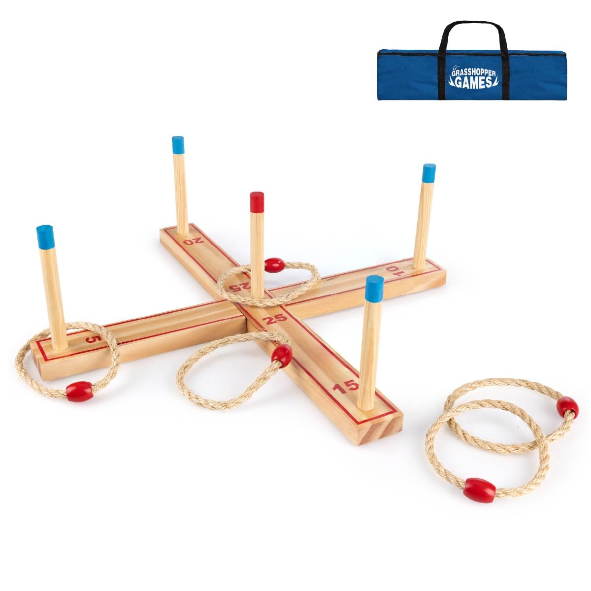 Grasshopper Games Ring Toss - Outdoor Indoor Wooden Toss Game for Kids 3+ 1