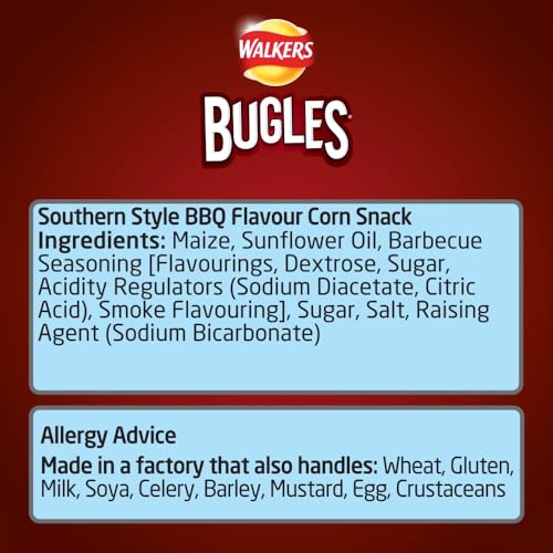 Walkers Bugles Southern Style BBQ Flavour Crisps, 110g Sharing Bag