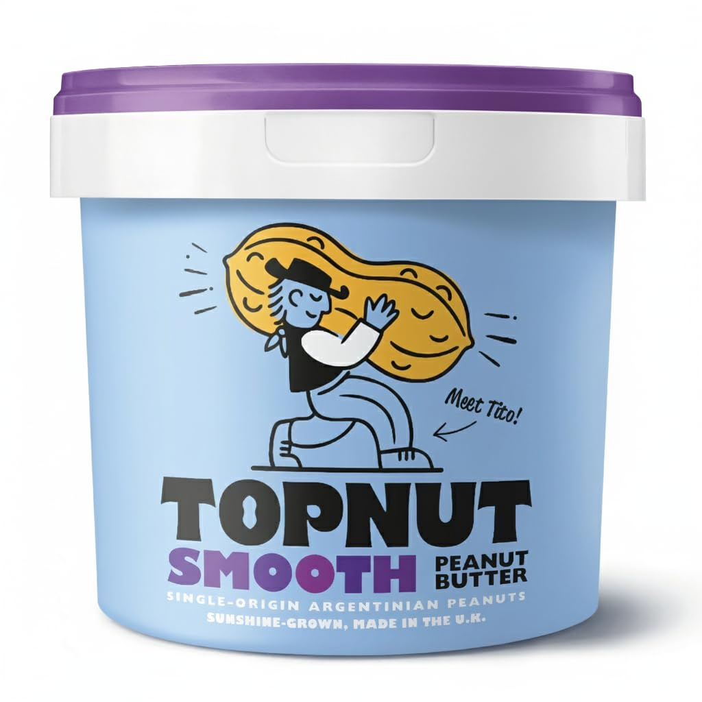 TOPNUT Smooth Peanut Butter - 1kg Tub | Single-Origin Argentinian Peanuts | No Added Sugar 1