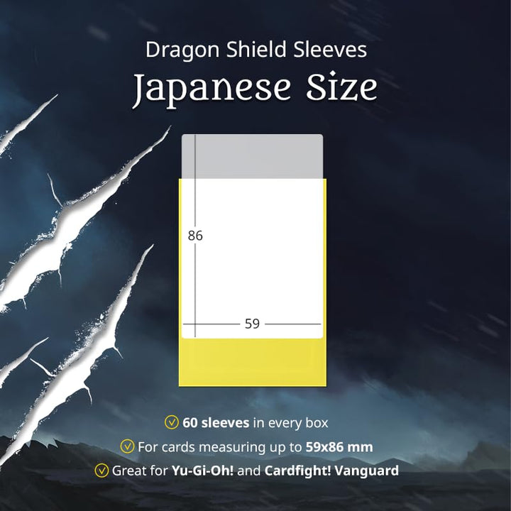 Dragon Shield Japanese Size Card Sleeves - Black Interior, Clear Front Matte Back - Pack of 60