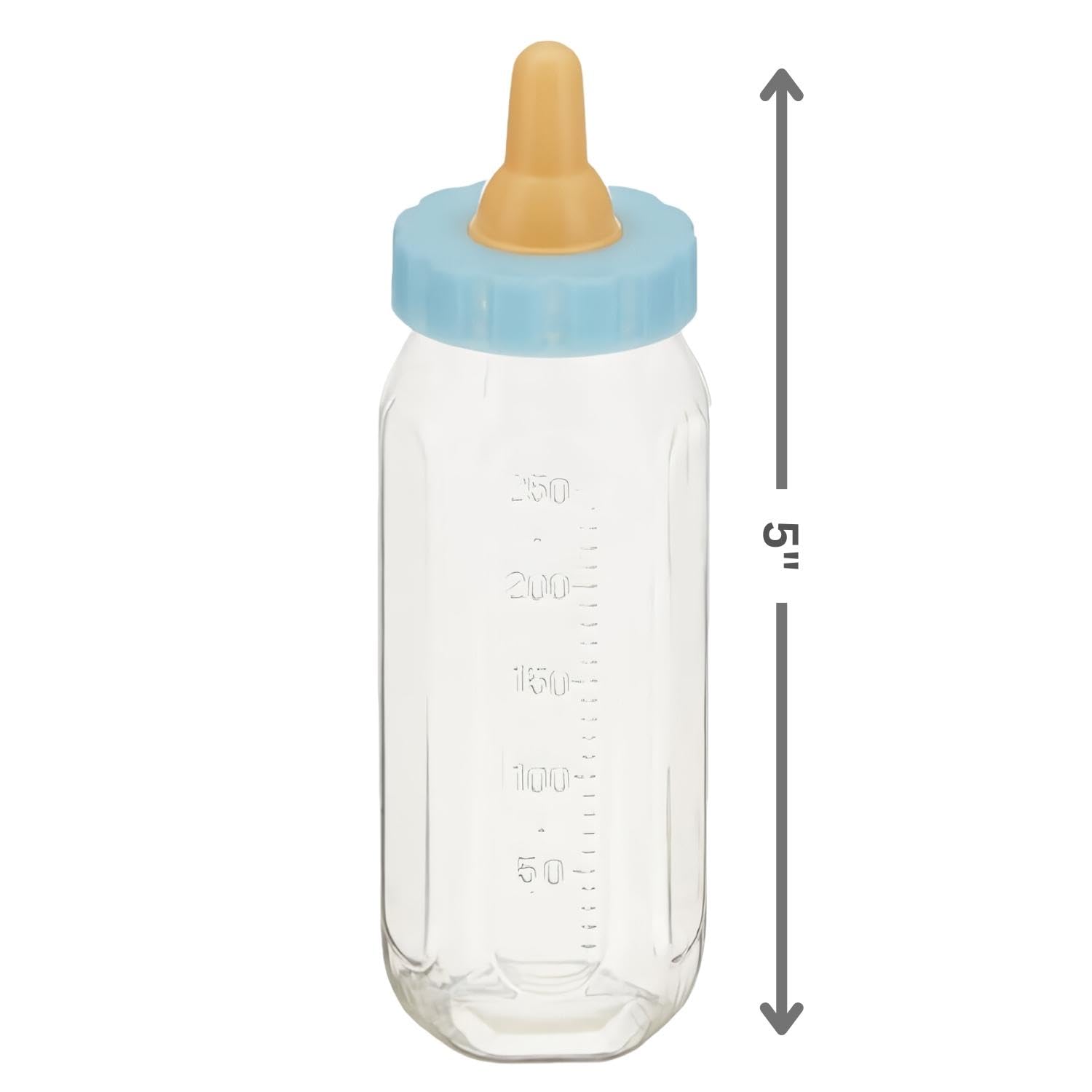 Unique Fillable Blue Baby Bottles - 2 Pack, 12cm Keepsakes for Baby Showers | Plastic