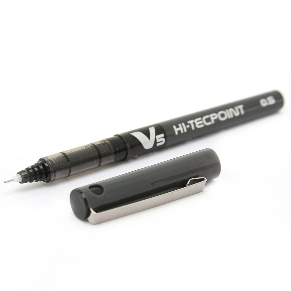PILOT V5 Liquid Ink Rollerball Pen - 0.5mm Fine Tip, Black Ink, Pack of 12 3