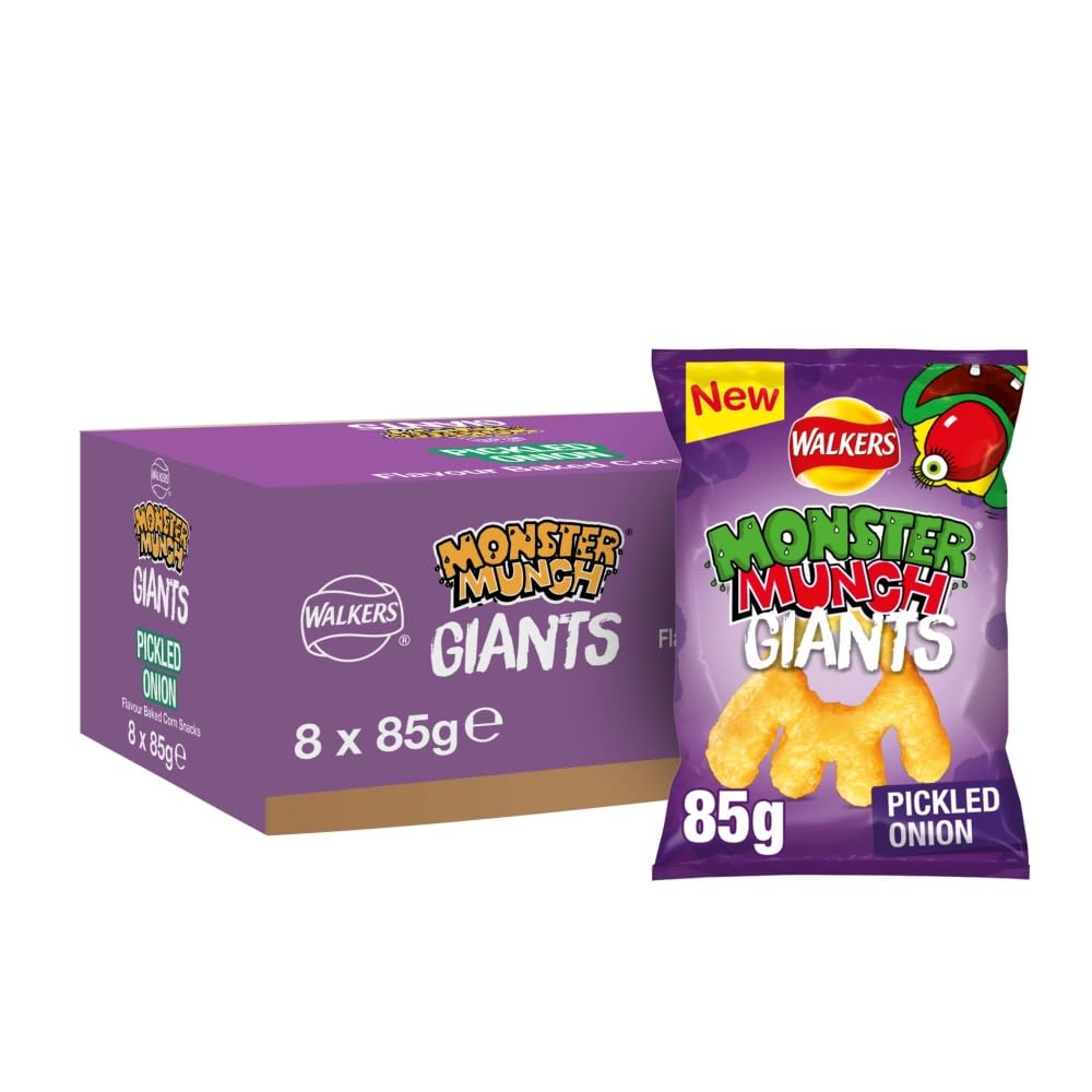 Walkers Monster Munch Giants Pickled Onion Sharing Snacks Crisps 85g 1