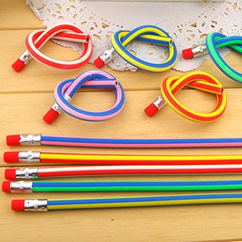 AHG 30 Pcs Soft Flexible Bendy Pencils with Eraser | Twistable Wood Material | Mixed Colors 2