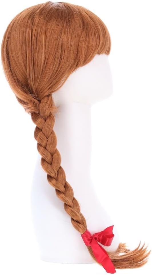 Smiffys Annabelle Long Plaited Wig with Ribbons, Auburn, One Size 2