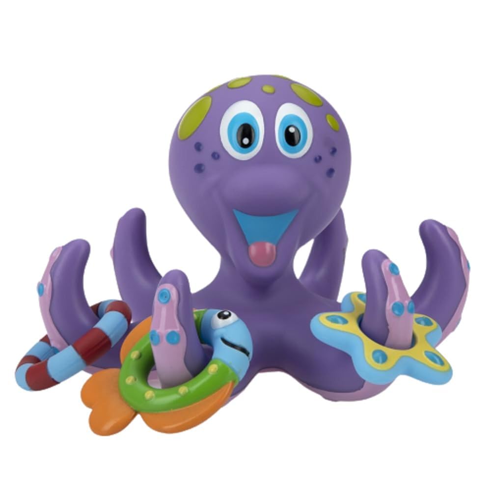 Nuby Octopus Floating Bath Toy - 3-Ring Toss for Sensory Play 1