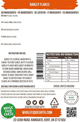 Wholefood Earth Barley Flakes 1 kg | GMO Free | High Fibre | Vegan Friendly 5