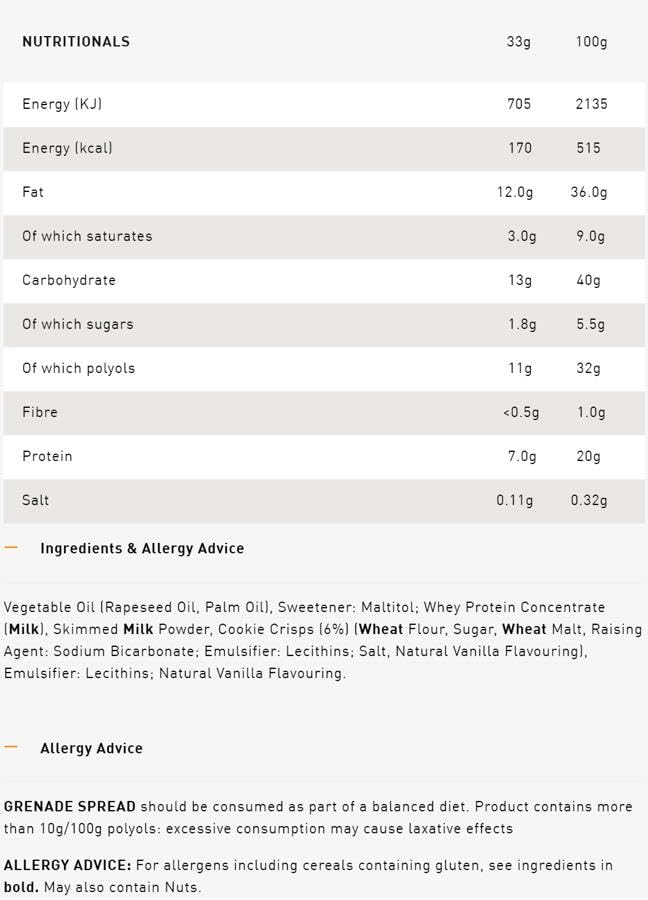 Grenade White Chocolate Cookie Protein Spread 360g - High Protein, Low Sugar, Vegetarian Friendly