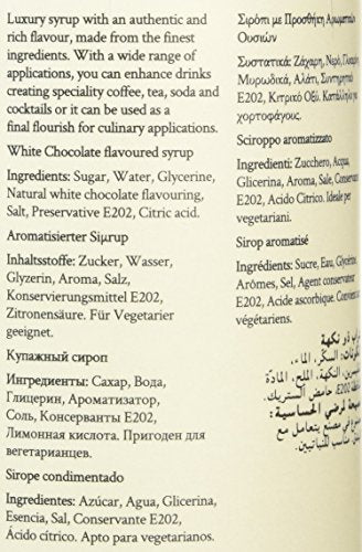 Simply White Chocolate Syrup 1 Litre - Natural Vegetarian Beverage Syrup