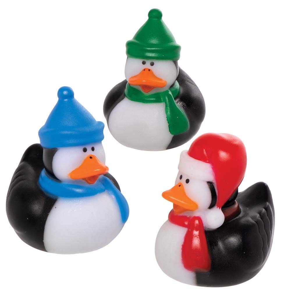 Baker Ross Penguin Rubber Ducks (Pack of 6) - Festive Bath Toys