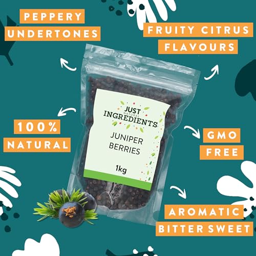 JustIngredients Organic Juniper Berries 1kg - Dried Spice for Cooking, Gin Making & Pickling