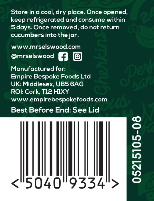 Elswood Whole Sweet Cucumbers 670g Jar