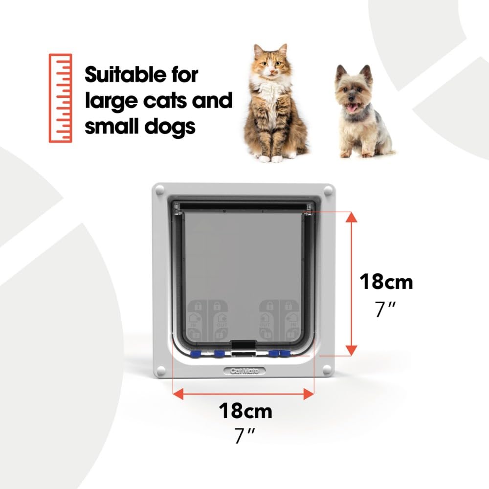 Cat Mate 4-Way Locking Large Cat Flap - Grey | Suitable for UPVC, Metal, Wood Doors & Walls | Up to 50mm Thick 6