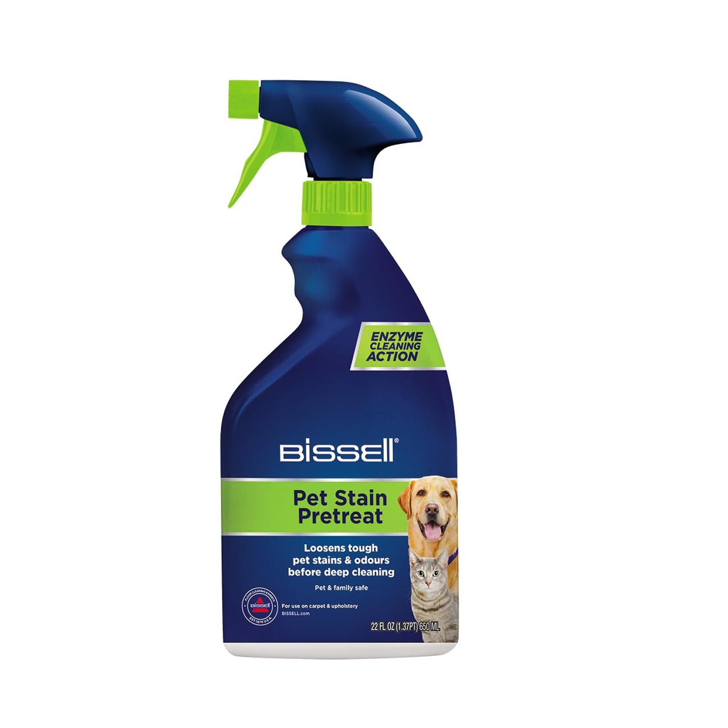 BISSELL Pet Stain Pre-Treat Spray for Carpet & Upholstery - Enzyme Cleaning Action | 650 ml