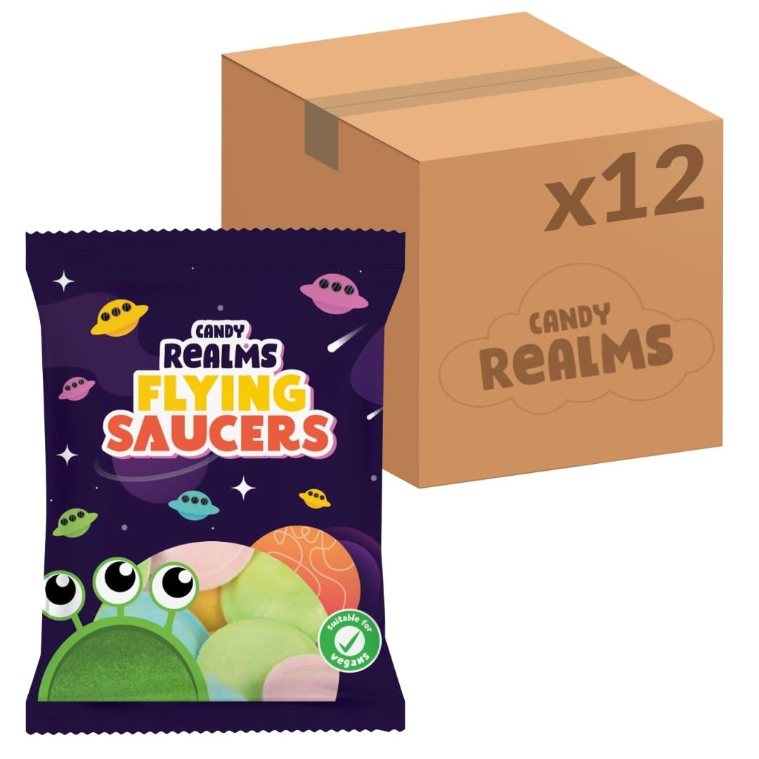 Candy Realms Flying Saucers - Sherbet Filled Wafer Discs | 36g Bag (Pack of 12) 1