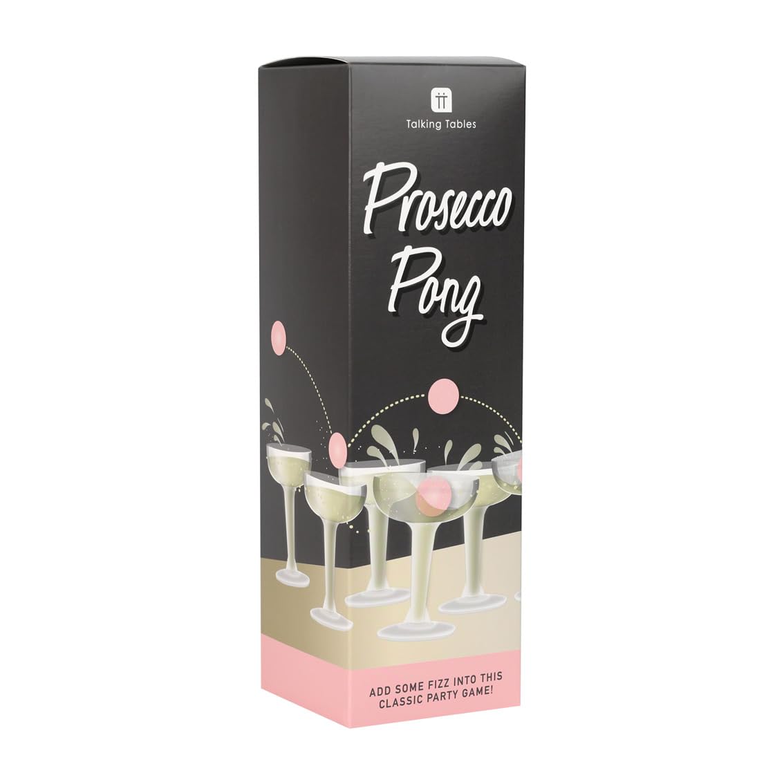 Talking Tables Prosecco Pong Drinking Game | Adult Party Game | Includes 12 Glasses & 3 Pink Balls 1