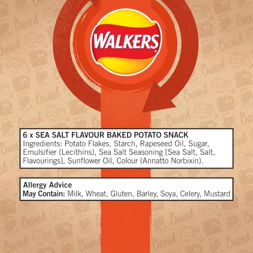 Walkers Baked Snacks Sea Salt 6 x 22g