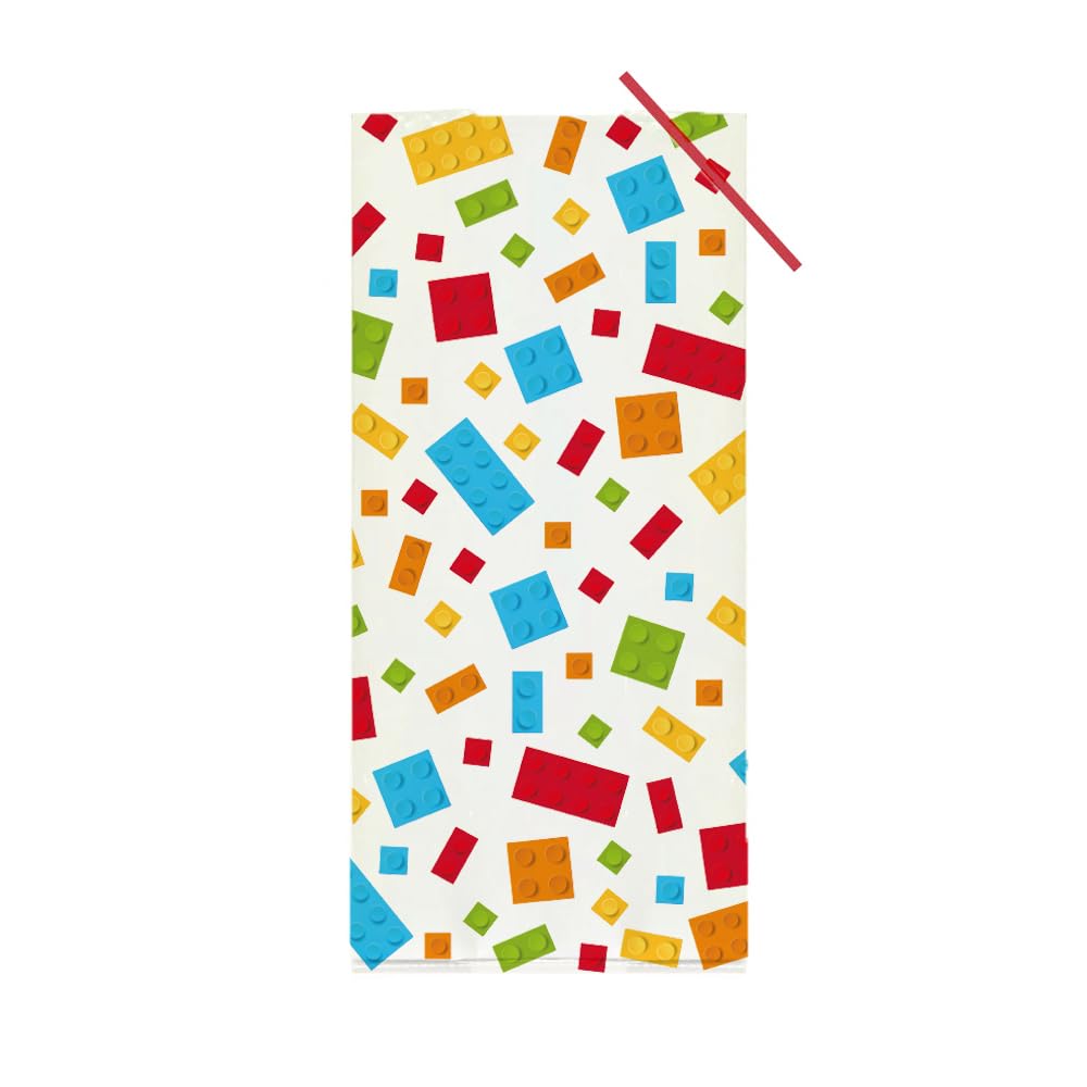 Anniversary House Building Blocks Party Favour Bags - Pack of 40 Treat Bags with Twist Ties