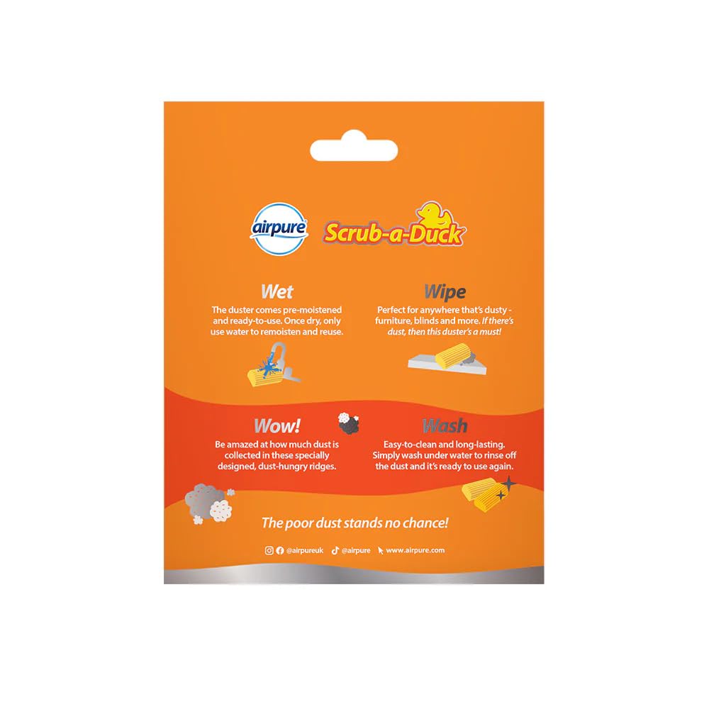 airpure Scrub-a-Duck Wet & Wipe Duster - 2 Pack | Removes Dirt, Dust & Hair | Reusable 2