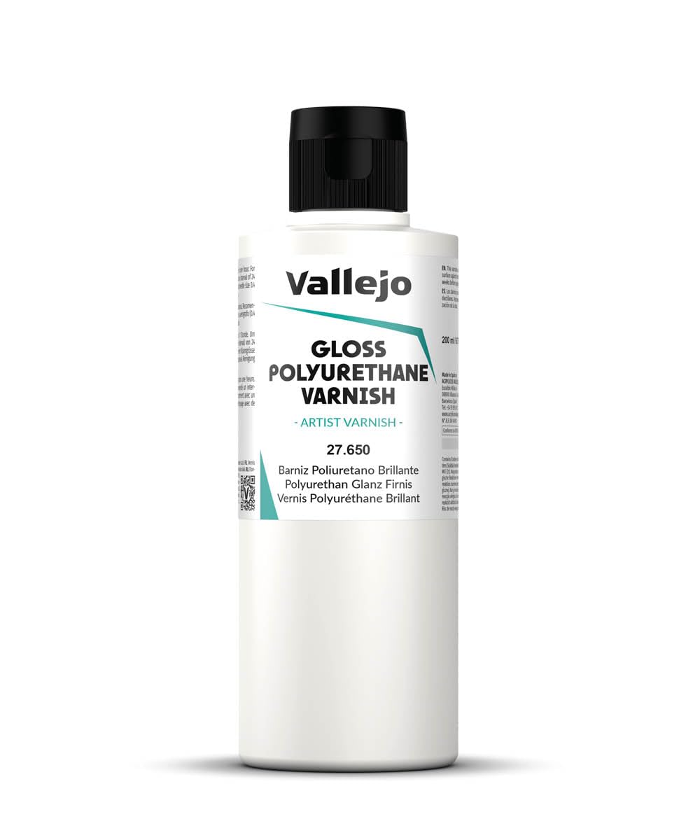 Vallejo Gloss Polyurethane Varnish - Durable Protection for Models | 200 ml | Brush or Airbrush Ready
