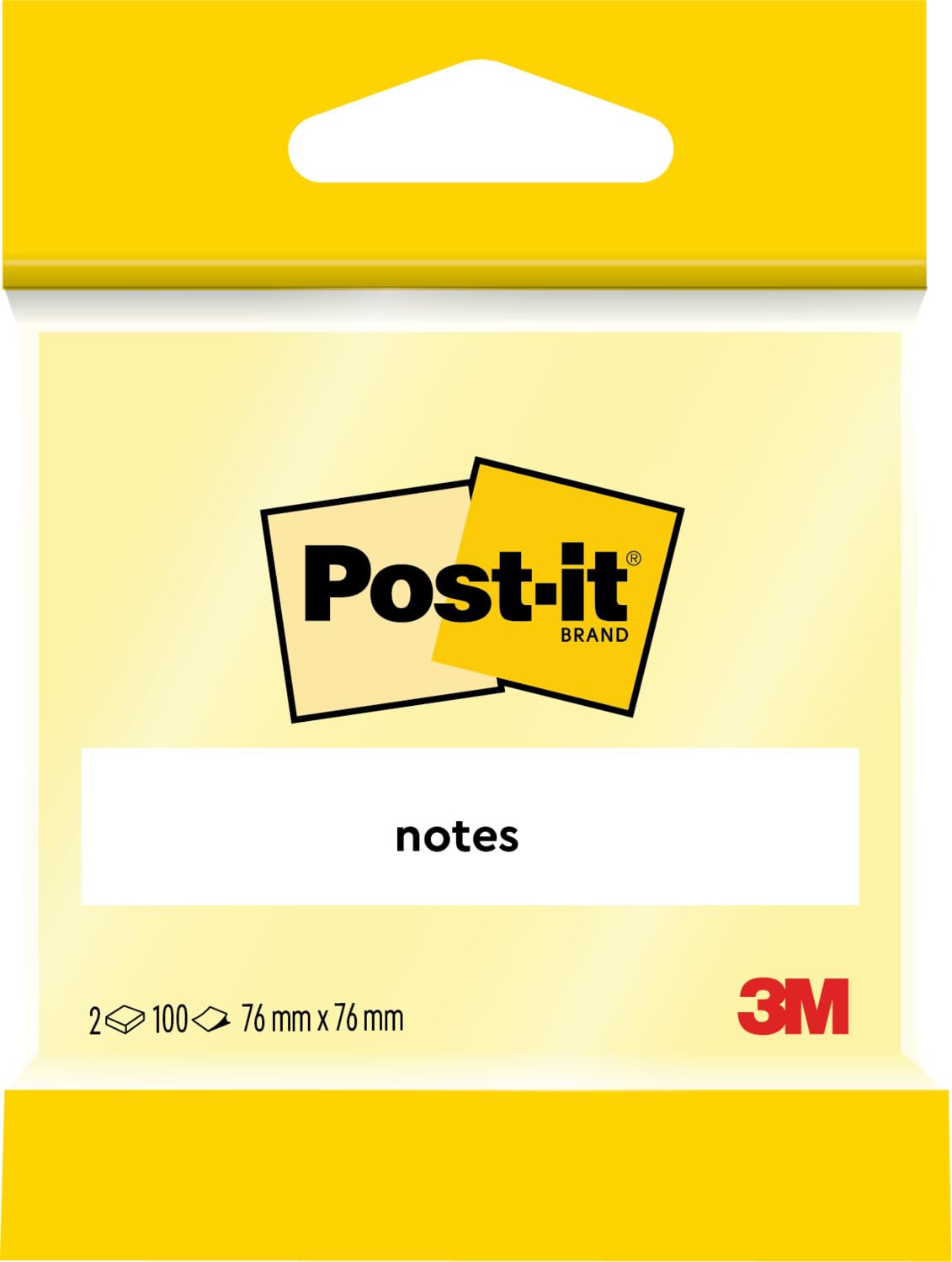 Post-it Notes - Canary Yellow Sticky Notes | 76 mm x 76 mm | 2 Pads of 100 Sheets