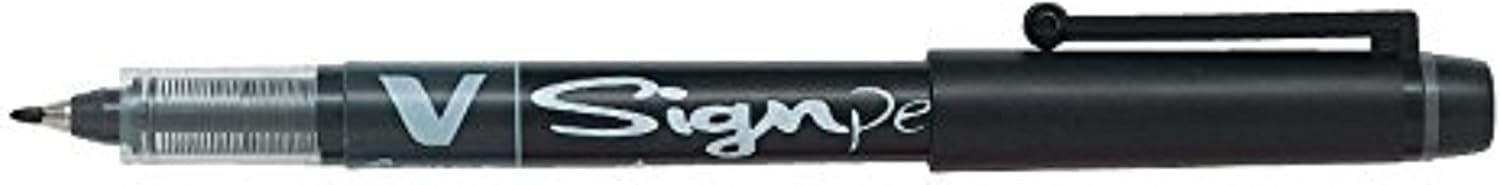 Pilot V Sign Pen Liquid Ink 2.0 mm Tip - Black, Box of 12