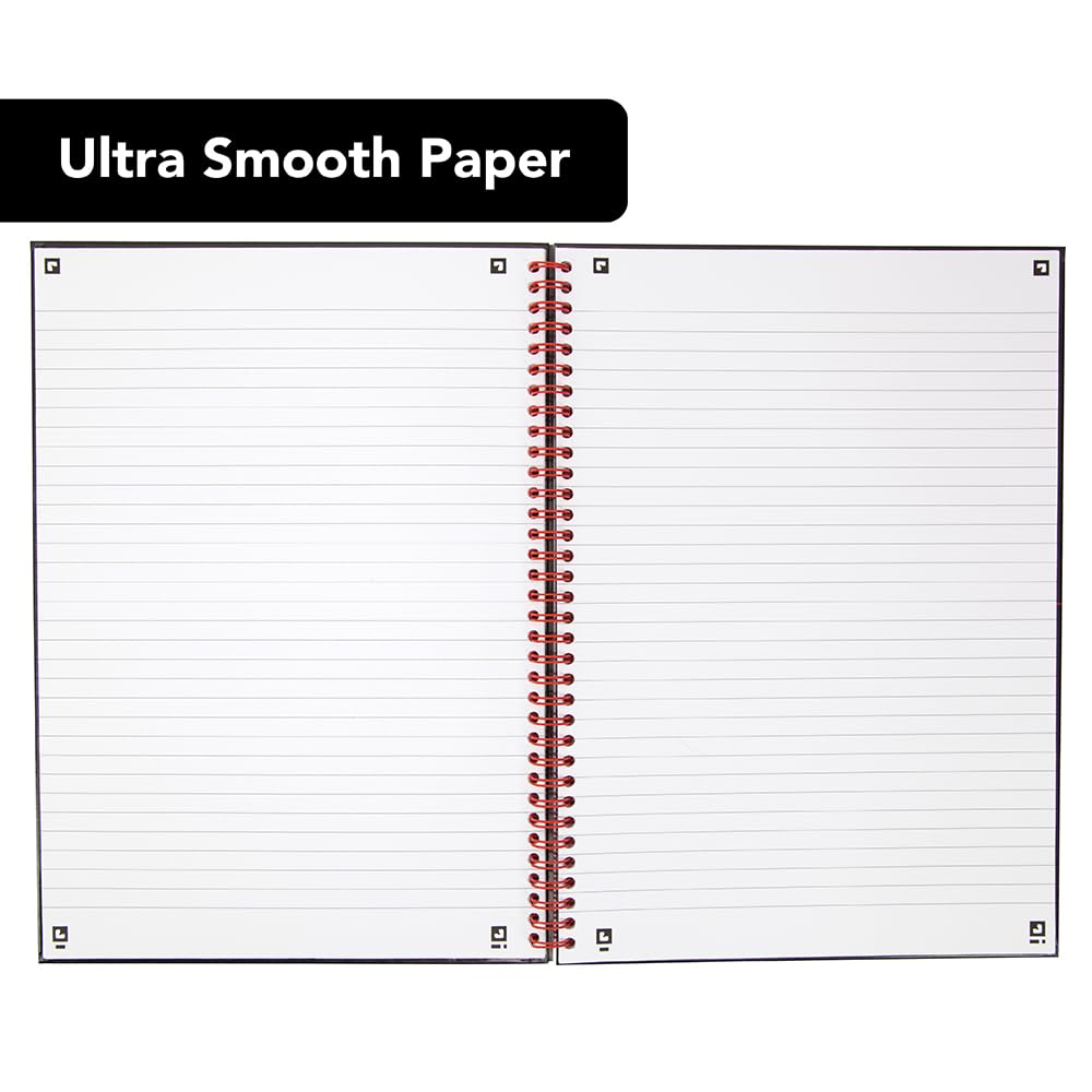 Black n' Red A4 Wirebound Notebook - 100 Lined Pages | Twin Wire Binding | Soft Card Cover 3