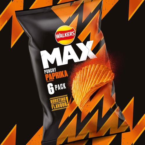 Walkers Max Punchy Paprika Flavour Crisps Multipack 6x27g