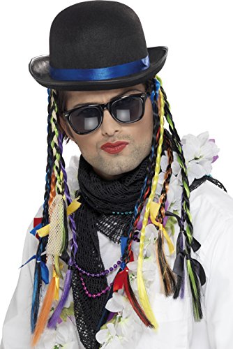Smiffys Chameleon Bowler Hat with Multi-Coloured Plaits (Display Card)