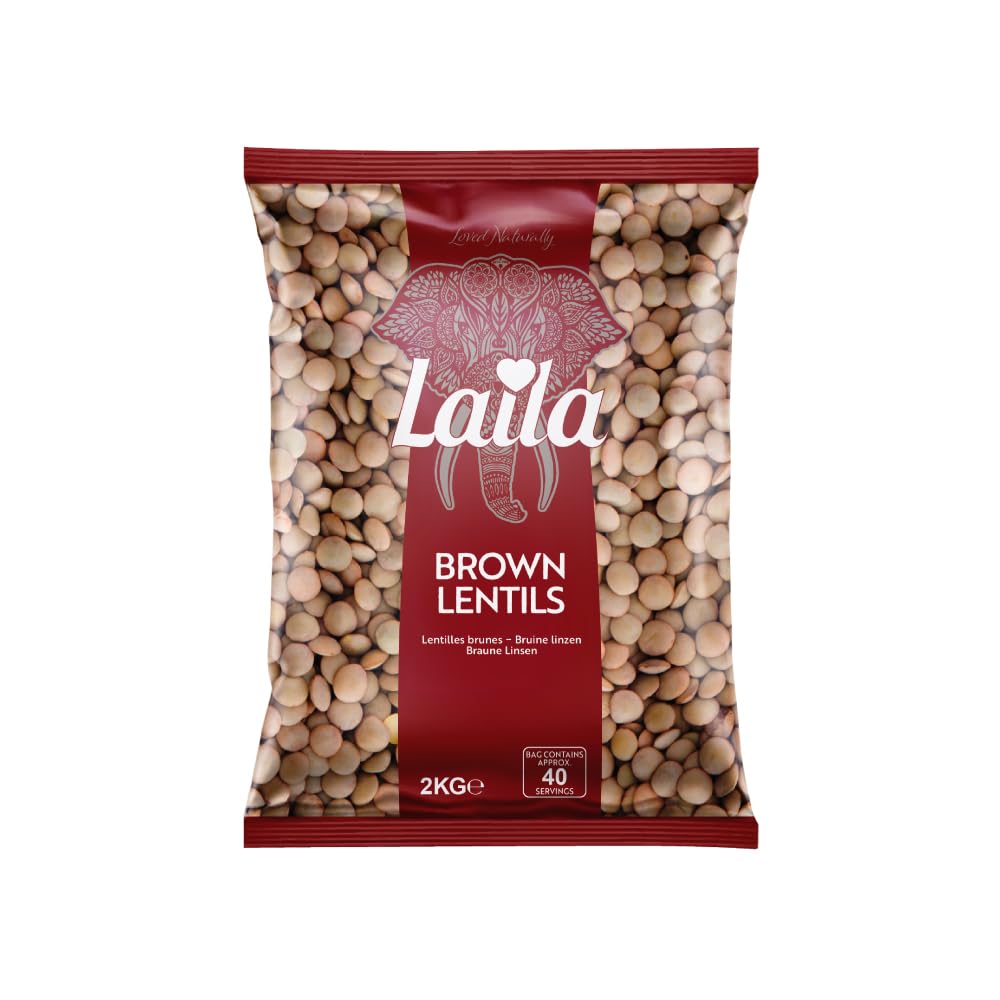 LAILA Brown Lentils - Whole Form, Earthy Flavor | 2 kg 1