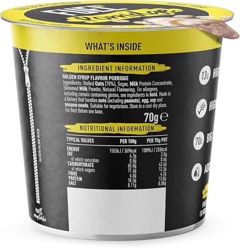 FUEL10K Golden Syrup High Protein Porridge Oat Cereal Pot - 8 x 70g