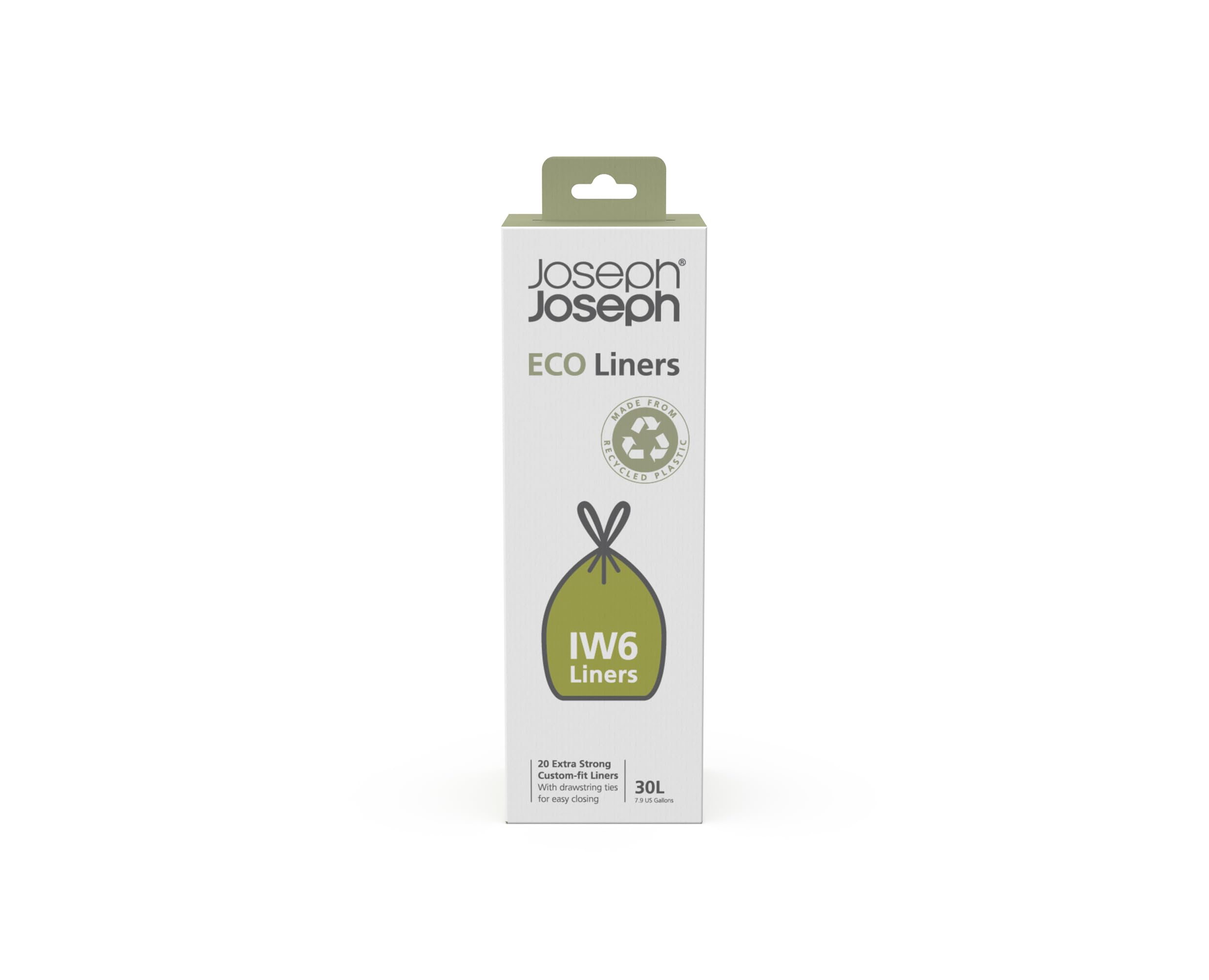 Joseph Joseph IW6 Eco Recycled Plastic Bin Liners - 30L Capacity, Grey, 20 Pack 1