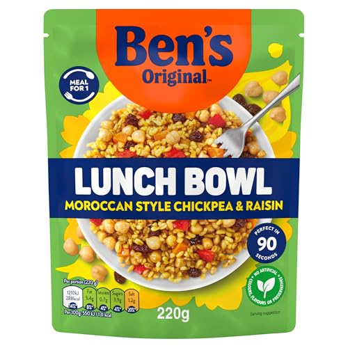 Ben's Original - Moroccan Style Chickpea & Raisin Lunch Bowl with Bulgur Wheat & Rice Ready Meal (6x 220g)