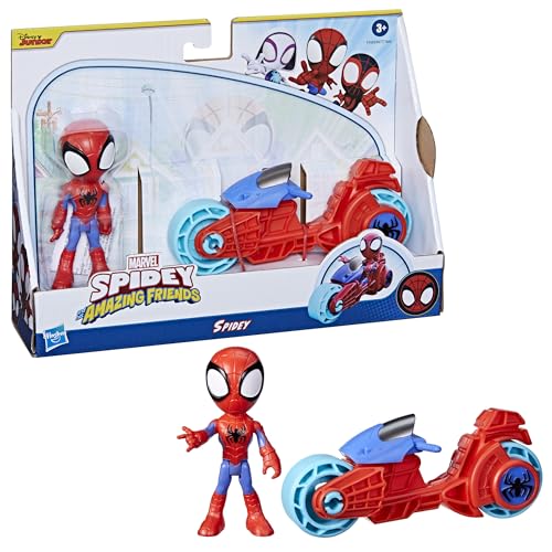 Spidey and His Amazing Friends Marvel Action Figure with Toy Motorcycle - Ages 3+ 6