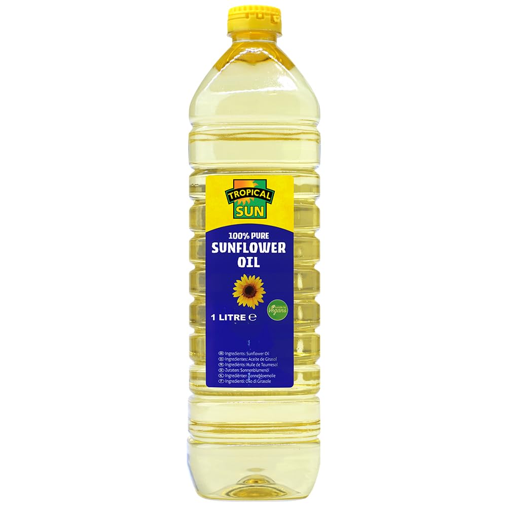Tropical Sun Sunflower Oil 1L - Pure Sunflower Oil for Cooking, Baking and Frying 1