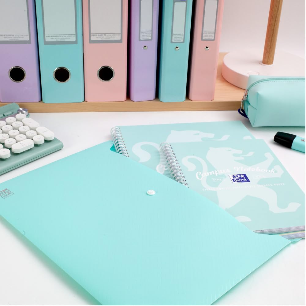 Oxford A4 Plastic Document Popper Wallets - Assorted Pastel Colours | Pack of 5 3