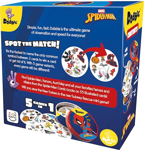 Asmodee Dobble Spiderman Family Card Game | Ages 6+ | 2-8 Players | 15+ Min 3