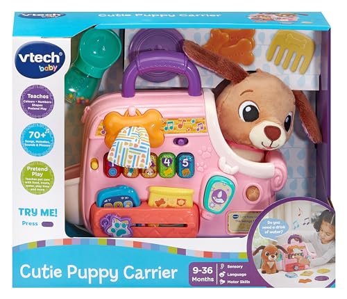 VTech Baby Cutie Puppy Carrier - Interactive Role-Play Toy for Toddlers 9M+
