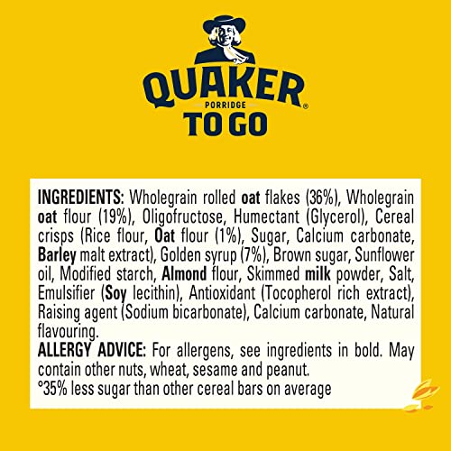 Quaker - Porridge To Go Breakfast Bar Golden Syrup 12 x 55 g