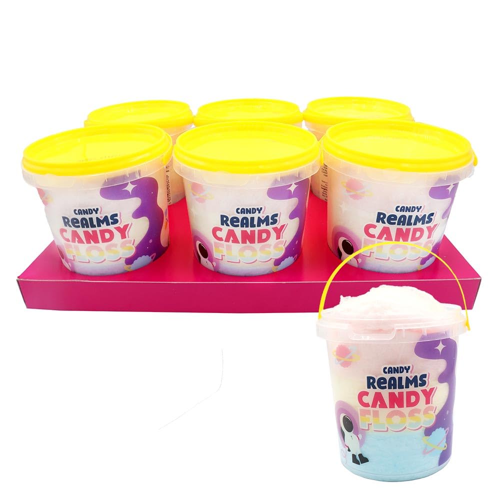 Candy Realms Floss Clouds Bucket, Fruit Flavoured Spun Sugar Classic | 50 g (Pack of 6) 1