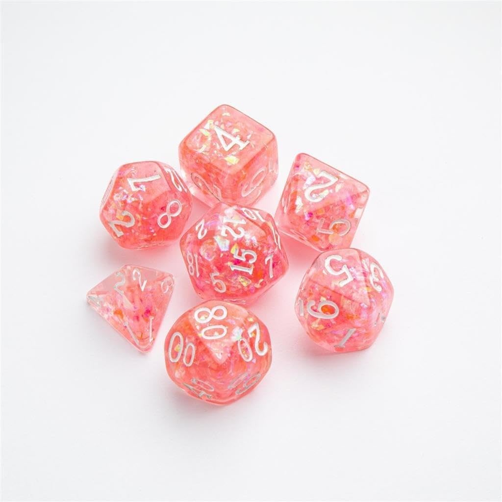 Gamegenic Candy-Like Series Peach Glitter Resin RPG Dice Set – 7-Piece Polyhedral Dice for Roleplaying Games 5