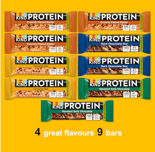 KIND Protein Variety Pack, Gluten Free, High Fibre, No Artificial Colours, 9 Bars