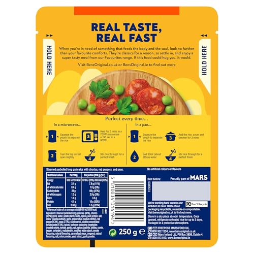 Ben's Original - Favourites Paella Chorizo and Vegetable Microwave Rice Meal (6x 250g)