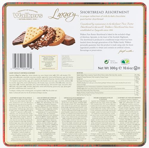Walker's Shortbread Luxury Milk & Dark Chocolate Assortment Keepsake Tin, 300g