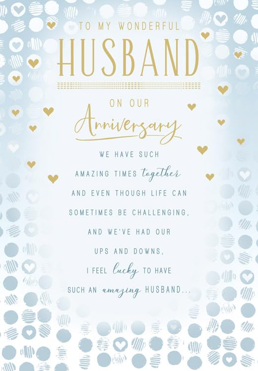 Piccadilly Greetings Anniversary Card for Husband | 9 x 6 Inch | Made in the UK