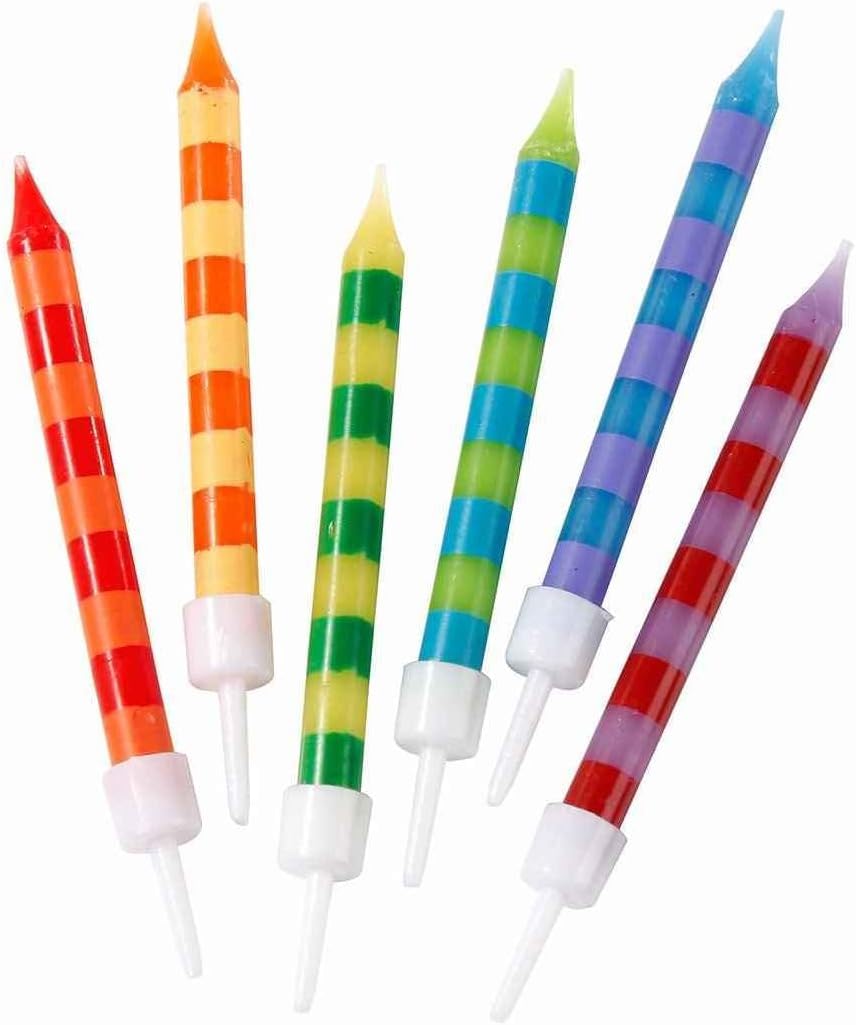 Talking Tables Colourful Rainbow Birthday Cake Candles with Holders | Pack of 24 Mini Candles 1