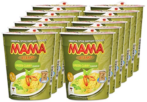 Mama Instant Cup Noodle with Green Curry Flavor 70g - Pack of 12